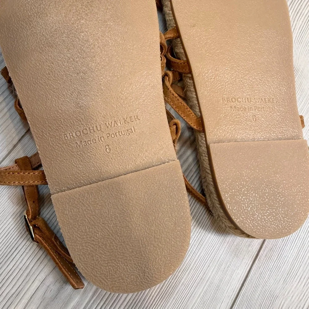 Brochu Walker 6 Dawson Brown Suede Strappy Espadrille Sandals Made in Portugal